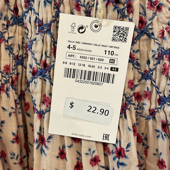 NWT Zara Girls Smocked Floral Blouse! - Picture 4 of 12